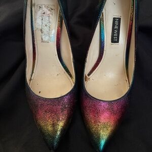 Well Loved Worn Rainbow Nine West Stilettos